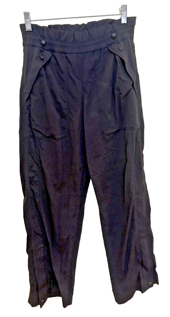 Athleta Black Trekkie Wide Leg High Rise Parachute Pants Size 4 Elastic Waist - Picture 1 of 7